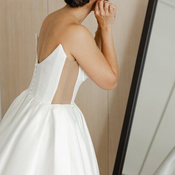 Blanche Bridal Alix Wedding Modern Ballroom Gown with Mesh Cutouts - Picture 8 of 14